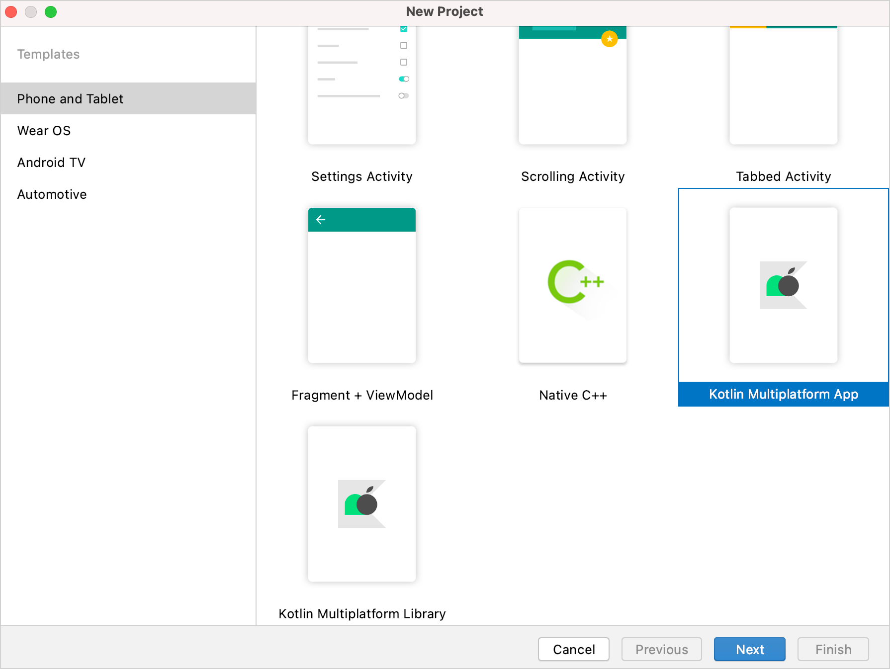 Kotlin Multiplatform Mobile plugin wizard